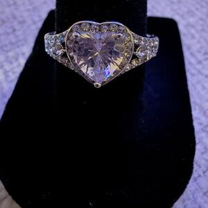 Sold - 925 Sterling Silver Heart Halo Ring – 7